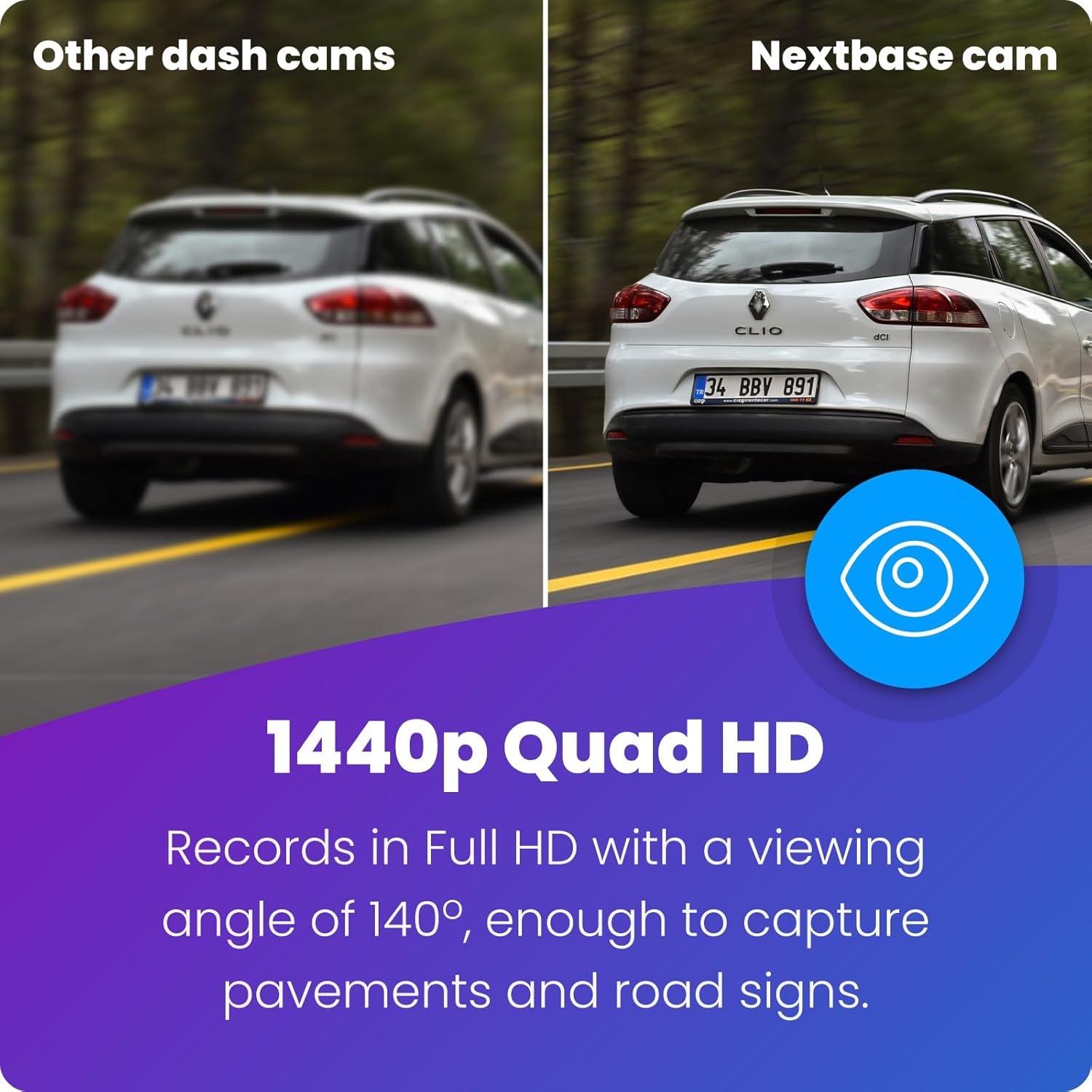 422GW Dash Cam Front with Hardwire Kit, 64GB SD Card & Case - 1440P 2K Car Camera, Wifi, GPS, SOS, Night Vision, Parking Mode, Voice Control, 2.5" IPS Touch Screen