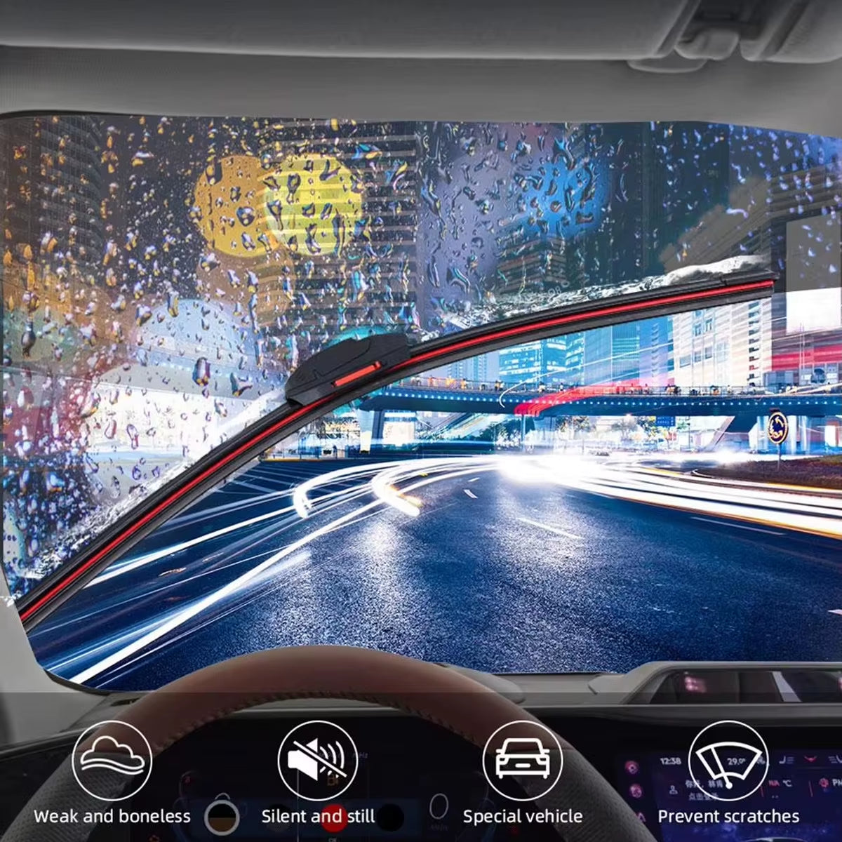 J U Hook Double Rubber Wiper Blades for Car Windshield Wipers 13 "14" 16 "18" 19 "20" 21 "22" 24 "26" 28 "Waterproof Wipers