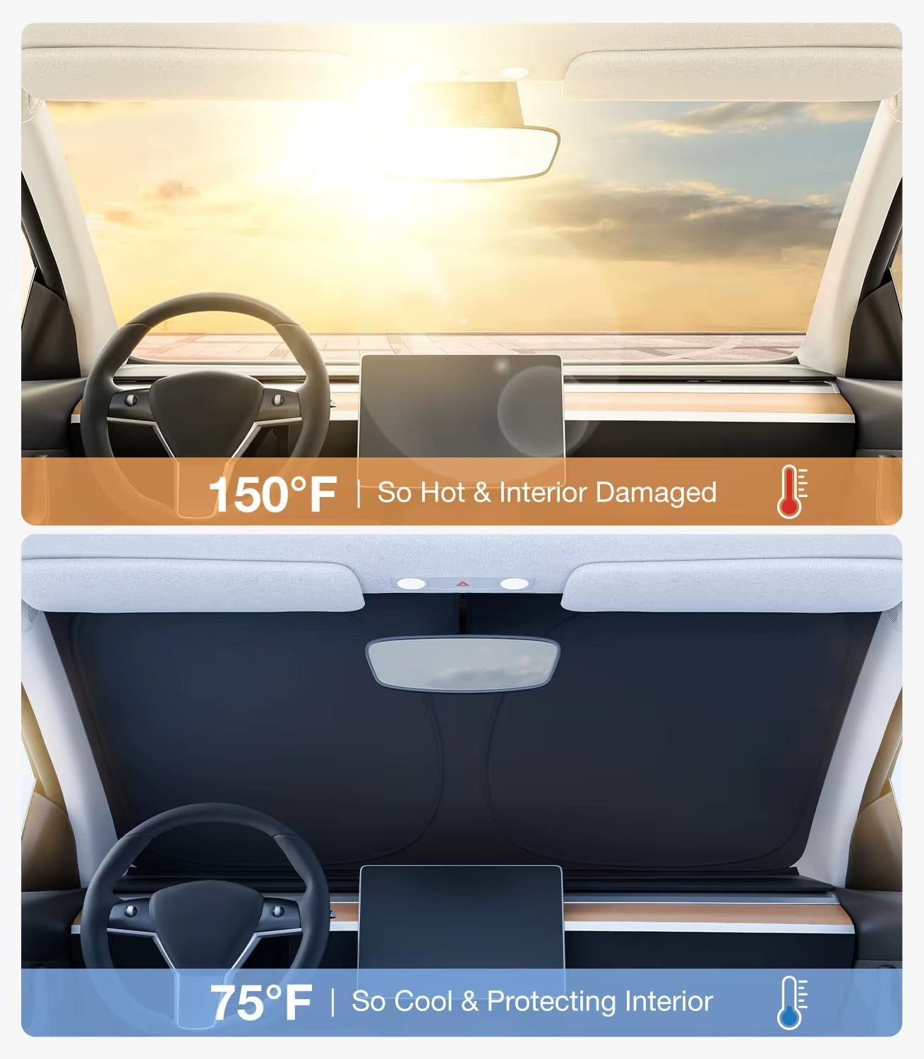 2026 for Tesla Model Y Juniper Model 3 Highland Windshield Sunshade Sun Blockage Foldable Heat Insulation Sunshade Storage Bag
