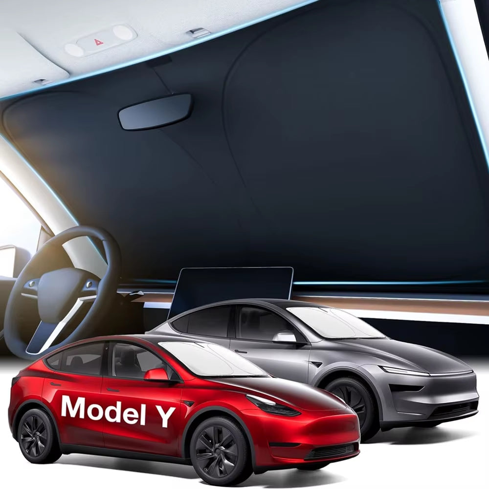 2026 for Tesla Model Y Juniper Model 3 Highland Windshield Sunshade Sun Blockage Foldable Heat Insulation Sunshade Storage Bag