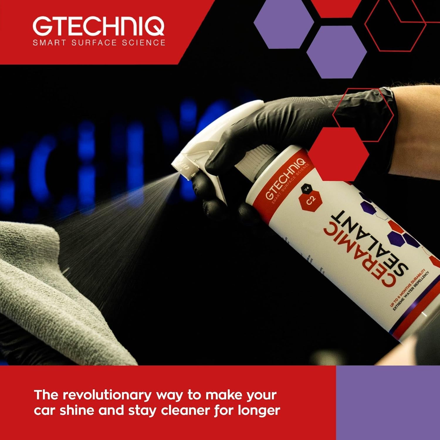 C2 Ceramic Sealant for Cars 500Ml | Quick Spray-On Ceramic Sealant, Repels Water and Dirt, Enhances Gloss, Long-Lasting Protection