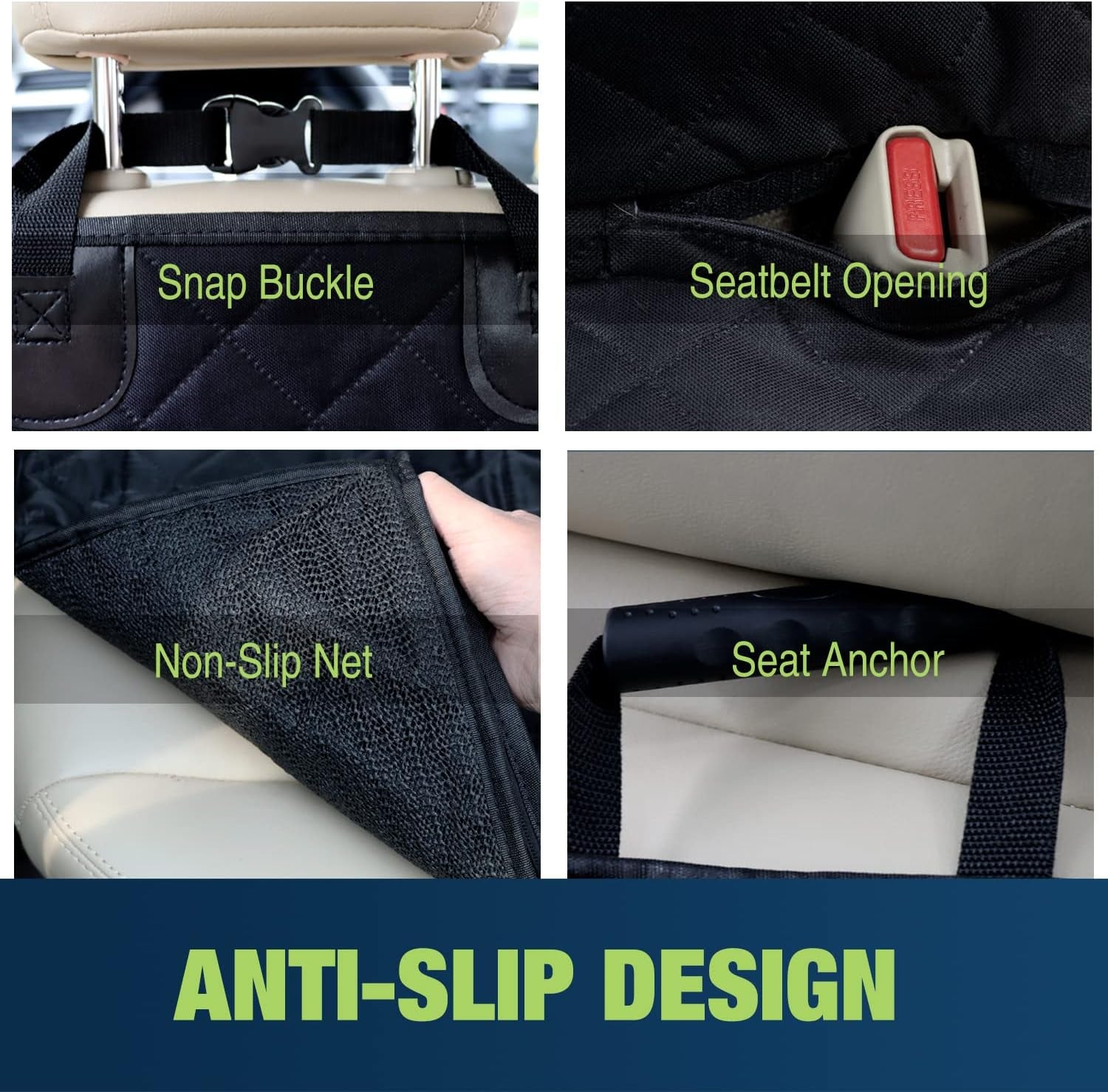 Bench Dog Car Seat Cover for Back Seat,Waterproof Dog Seat Covers,Heavy-Duty and Nonslip Backseat Protector Cover for Cars,Trucks & Suvs (Black,53"×48")