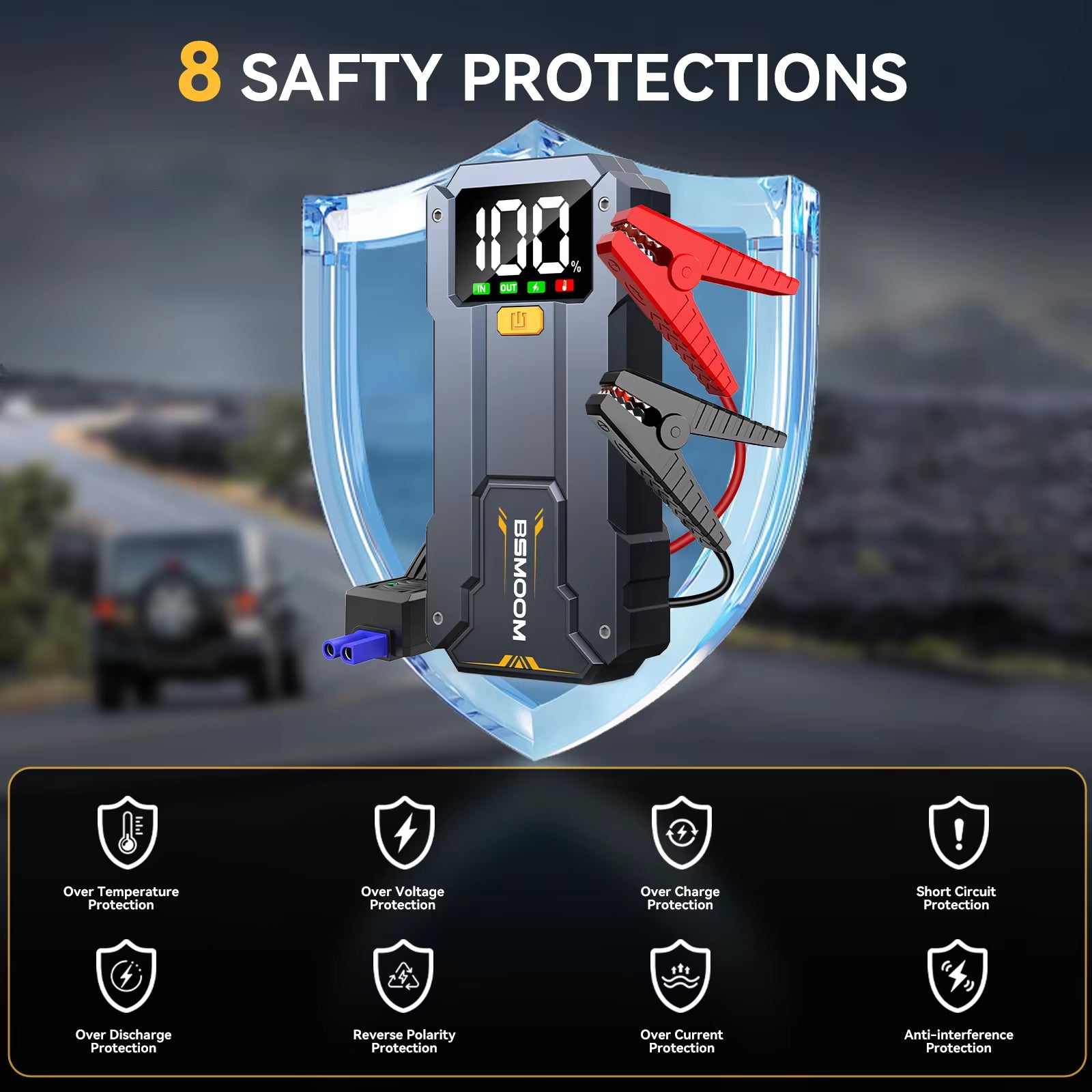 Car Jump Starter 10000Mah Power Bank Car Booster Charger 12V Starting Device Car Emergency Booster Lithium Starter Battery Pack