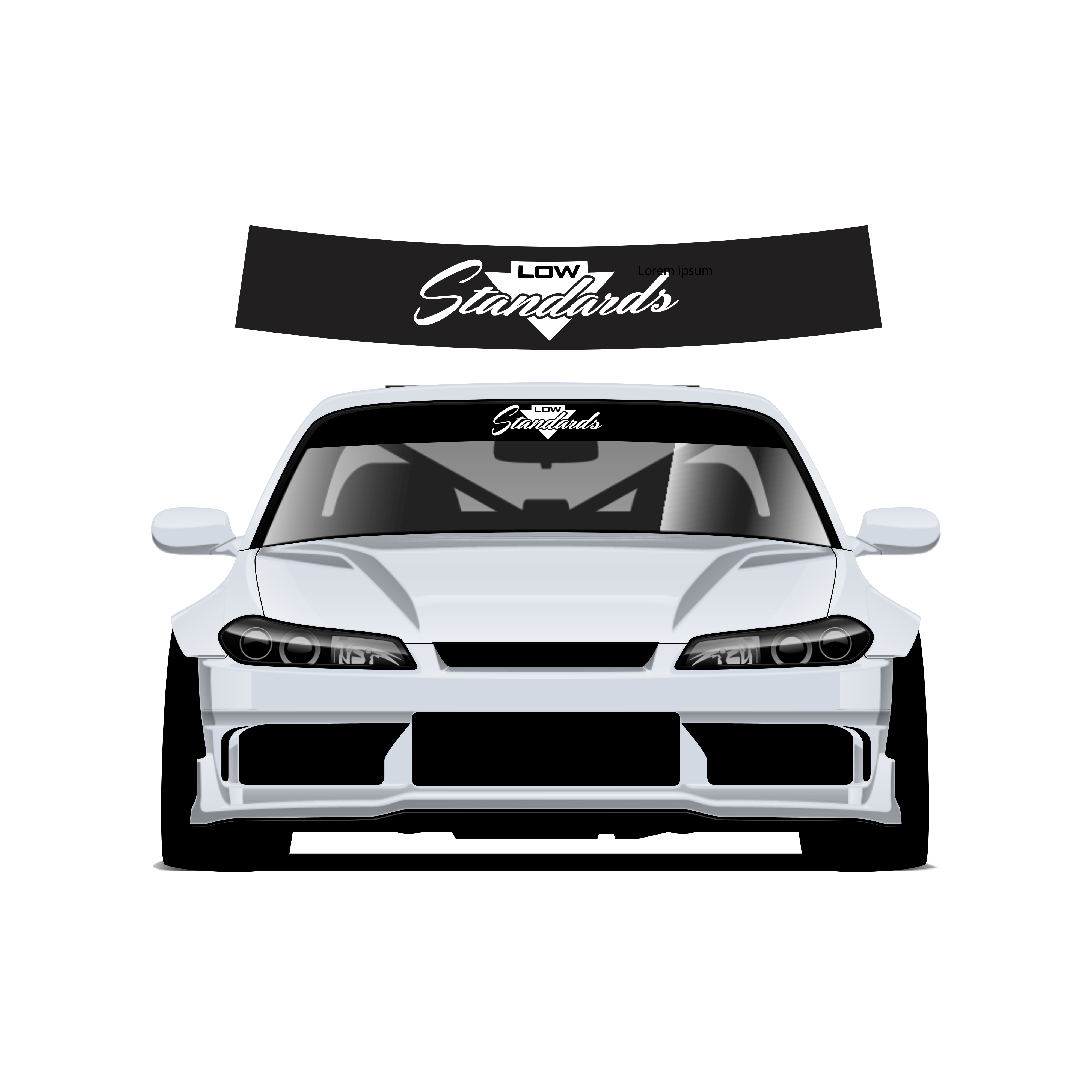 Low Standards Custom Vinyl Sunstrip – Universal Fit 140cm 150cm 160cm