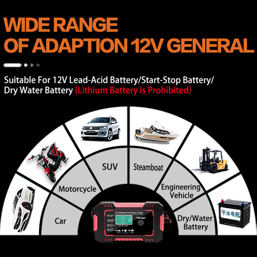 2025 Heavy Duty Car Battery Charger LCD 12V Trickle / Fast Vehicle HGV Lorry UK