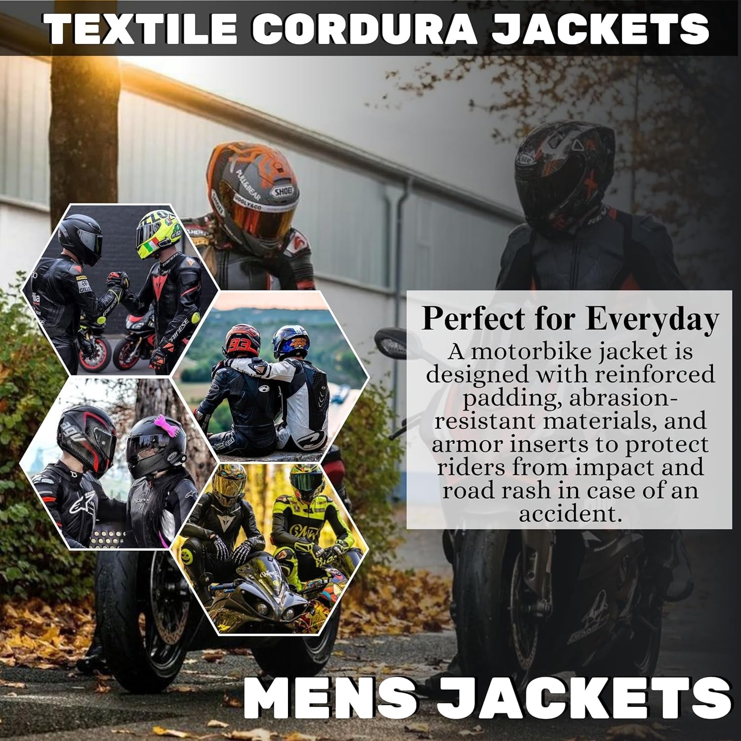 Mens Black/Grey Black/Red Black/High Viz Textile Motorcycle Motorbike Jacket Waterproof CE Armoured (UK, Alpha, M, Regular, Regular, Black)