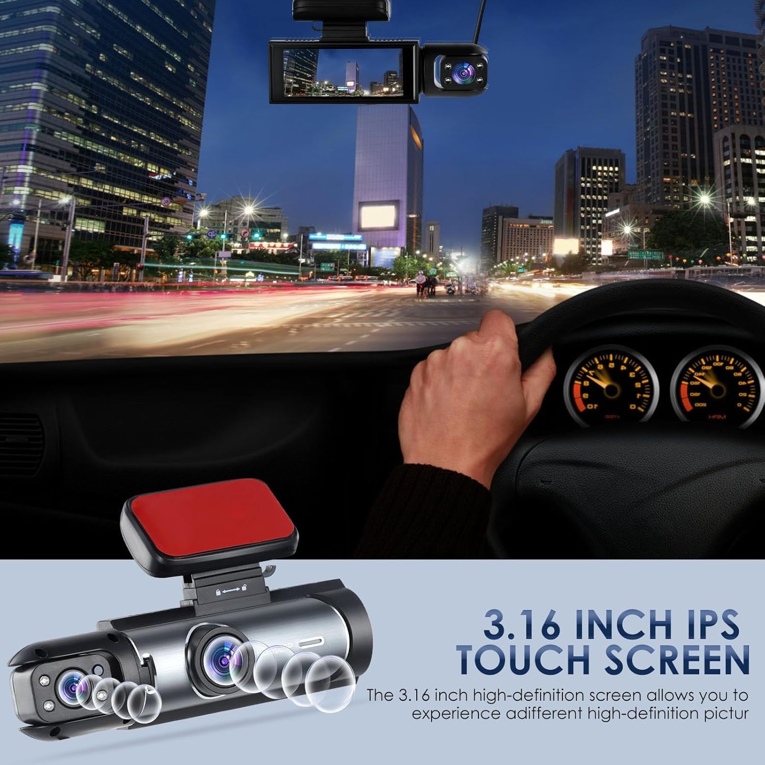 Dash Cam Wifi Front and inside Car Camera, 1080P Full HD Dash Camera for Cars, Dash Camera with 32GB Card Adjustable, Super Night Vision, 150° Wide Angle, Parking Monitor