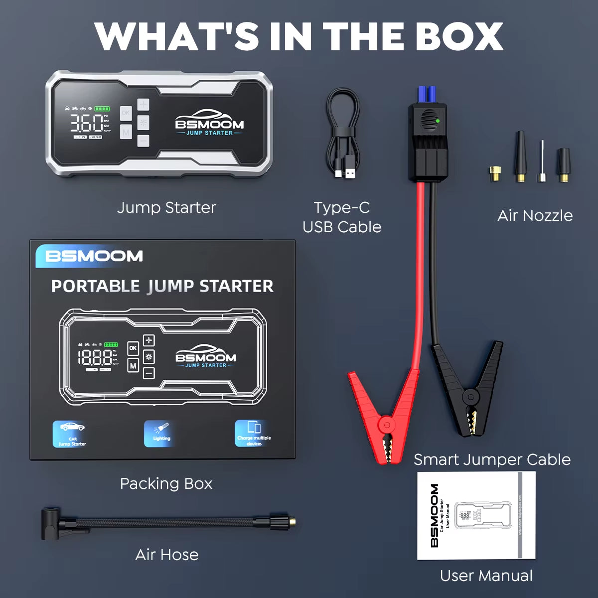 6000A Car Jump Starter Power Bank Portable 160PSI Air Pump Car Battery Emergency Boosters Starting Device Car Starter