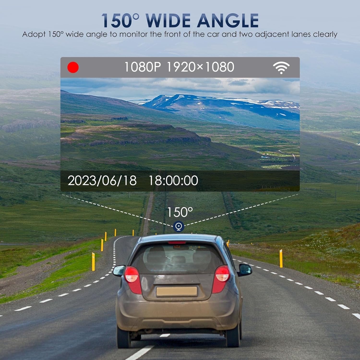 Dash Cam Wifi Front and inside Car Camera, 1080P Full HD Dash Camera for Cars, Dash Camera with 32GB Card Adjustable, Super Night Vision, 150° Wide Angle, Parking Monitor