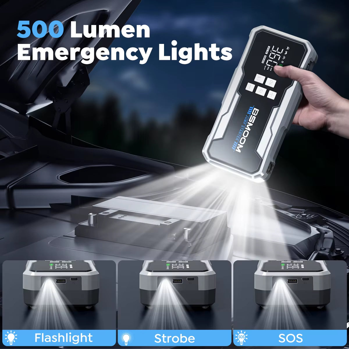 6000A Car Jump Starter Power Bank Portable 160PSI Air Pump Car Battery Emergency Boosters Starting Device Car Starter