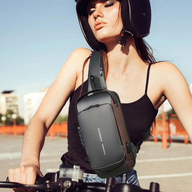 Men's Chest Bag Password Lock Anti-theft Biker Bag Leisure Outdoor Running Travel Waist Bag Shoulder Crossbody Sports Backpacks