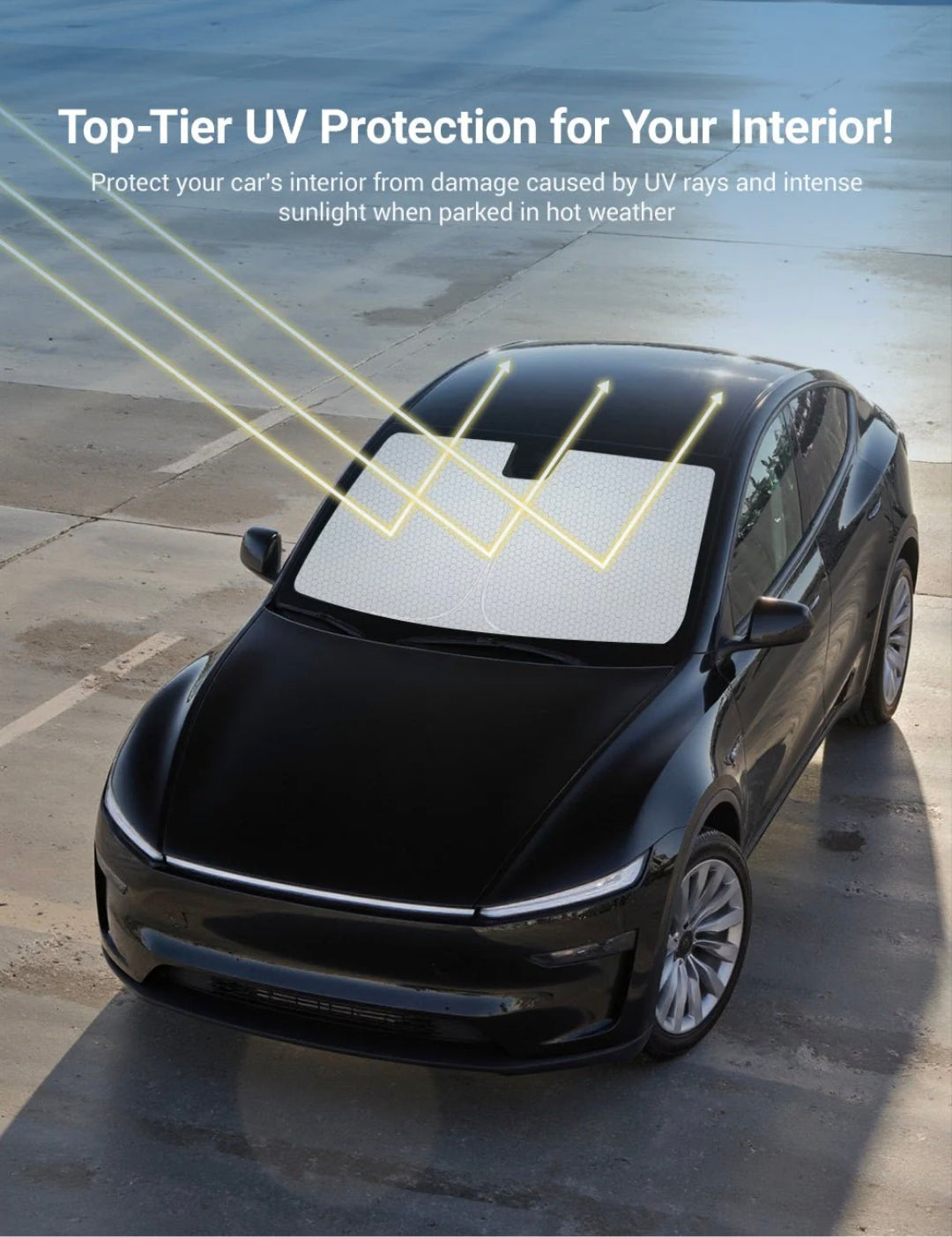 Tesla Model 3 / Model Y Front Windshield Sunshade – Custom Fit UV & Heat Protection Reflective Car Sun Shield