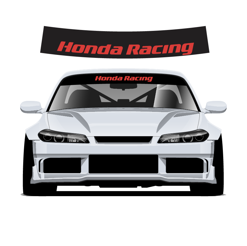 Honda Racing Custom Vinyl Sunstrip – Universal Fit 140cm 150cm 160cm