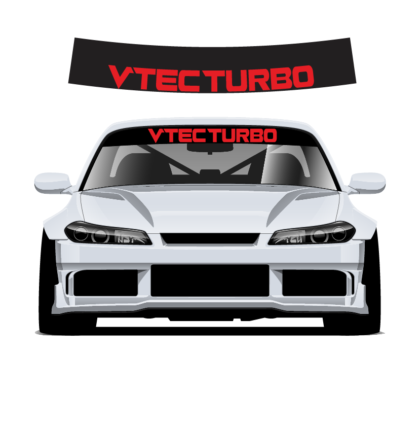 VTECH TURBO Custom Vinyl Sunstrip – Universal Fit 140cm 150cm 160cm