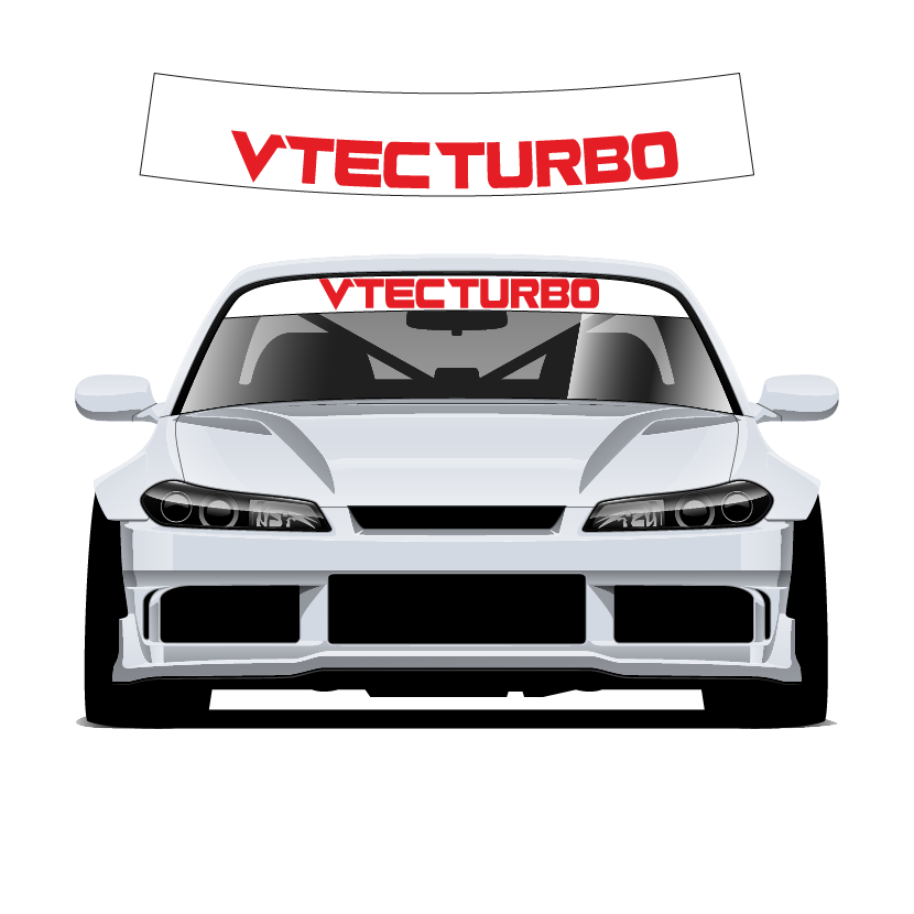 VTECH TURBO Custom Vinyl Sunstrip – Universal Fit 140cm 150cm 160cm