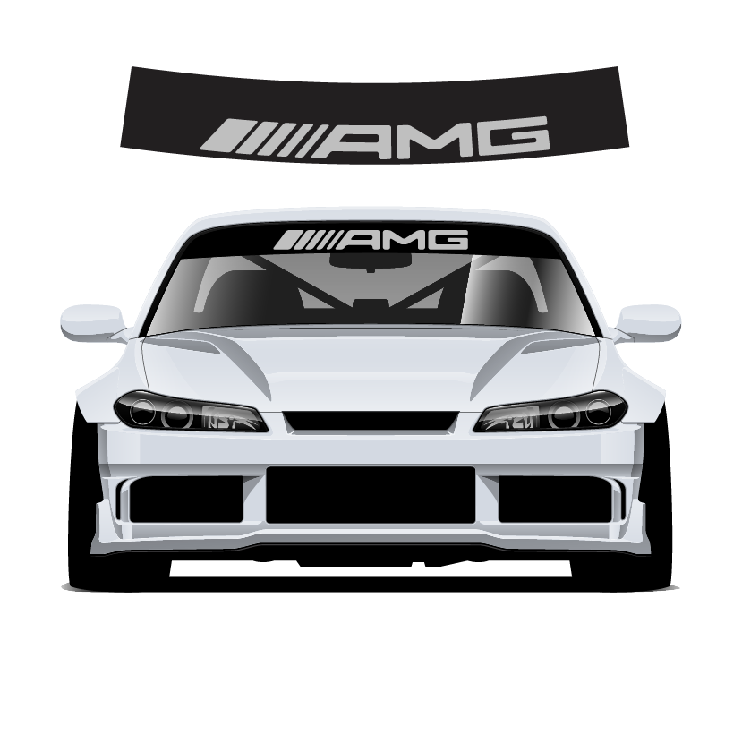 AMG silver Custom Vinyl Sunstrip – Universal Fit 140cm 150cm 160cm