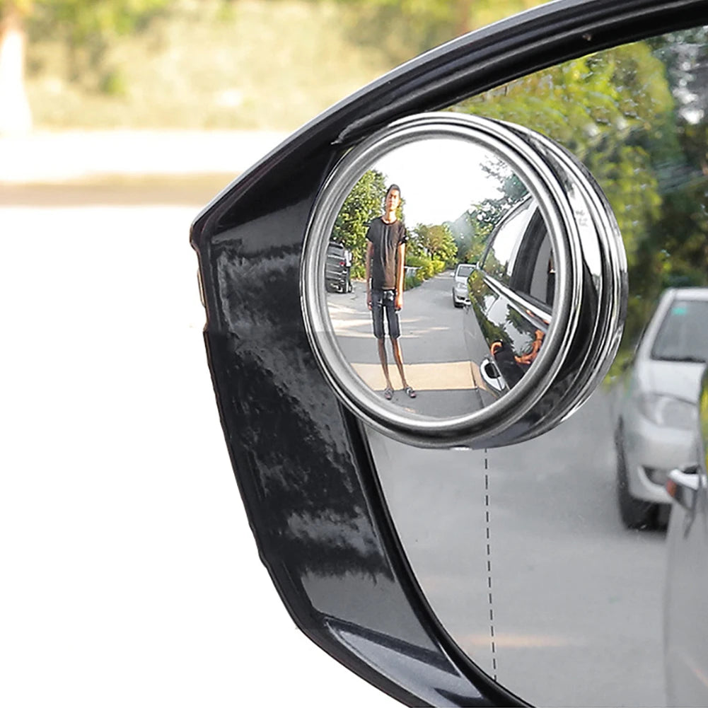2 Pcs Car Round Frame Convex Blind Spot Mirror Wide-angle 360 Degree Adjustable Clear Rearview Auxiliary Mirror Driving Safety