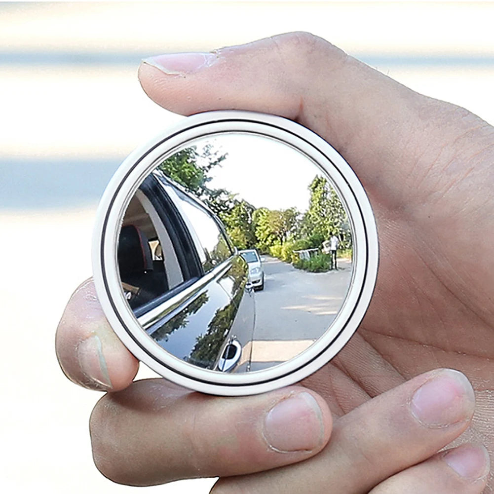 2 Pcs Car Round Frame Convex Blind Spot Mirror Wide-angle 360 Degree Adjustable Clear Rearview Auxiliary Mirror Driving Safety