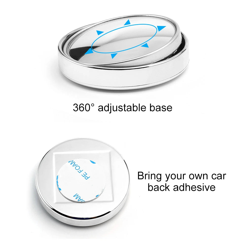2 Pcs Car Round Frame Convex Blind Spot Mirror Wide-angle 360 Degree Adjustable Clear Rearview Auxiliary Mirror Driving Safety