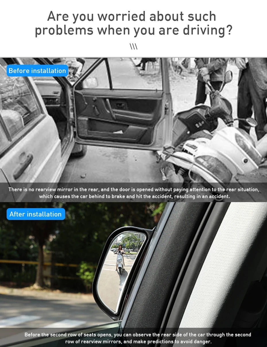 SEAMETAL Universal Car Rear View Mirror Wide-angle Auto Second Row Seats Rearview Mirror Blind Spot Mirrors for Car Accessories