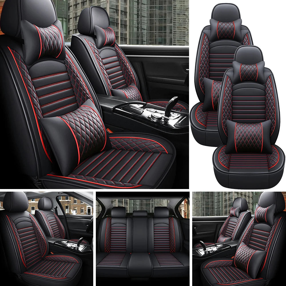 5-Seats PU Leather Universal Car Seat Covers Full set Front Rear Seat Cushion
