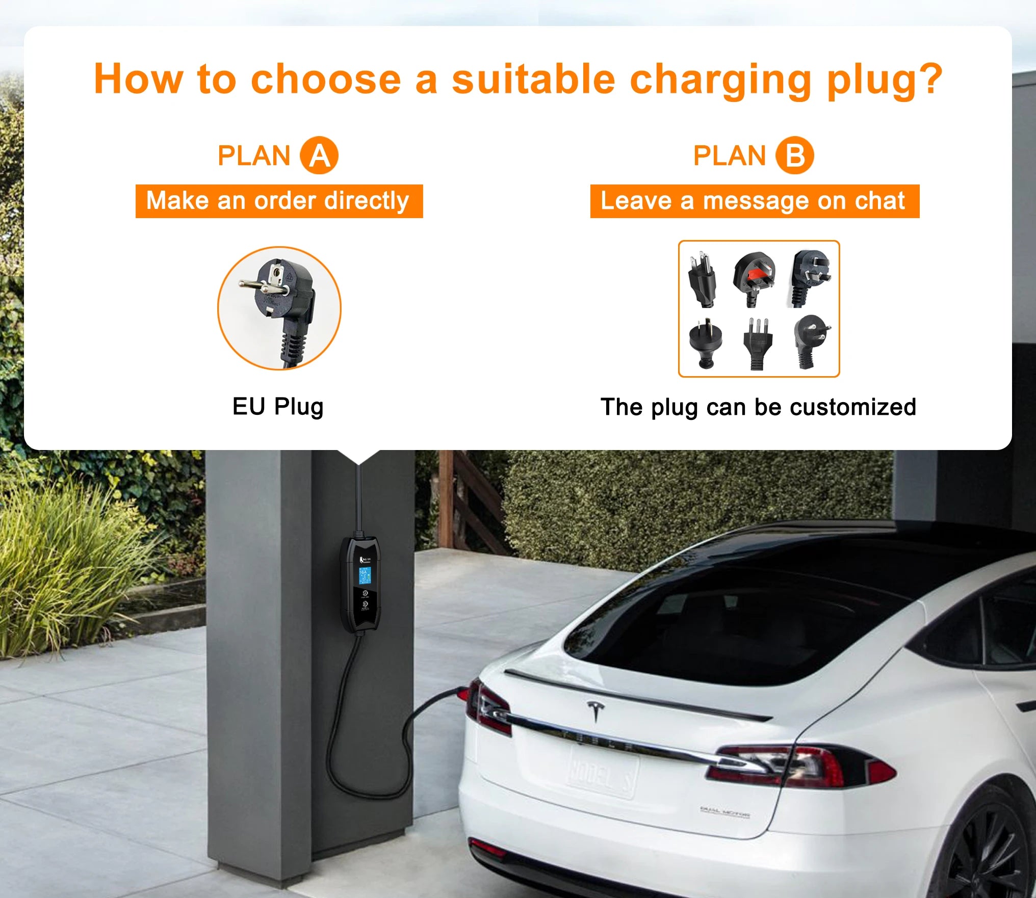 feyree EV Charger Type2 16A 3.5kW Portable Charging Box 5M Cable GBT Socket Type1 J1772 Adapter for Electric Vehicle Car Charger
