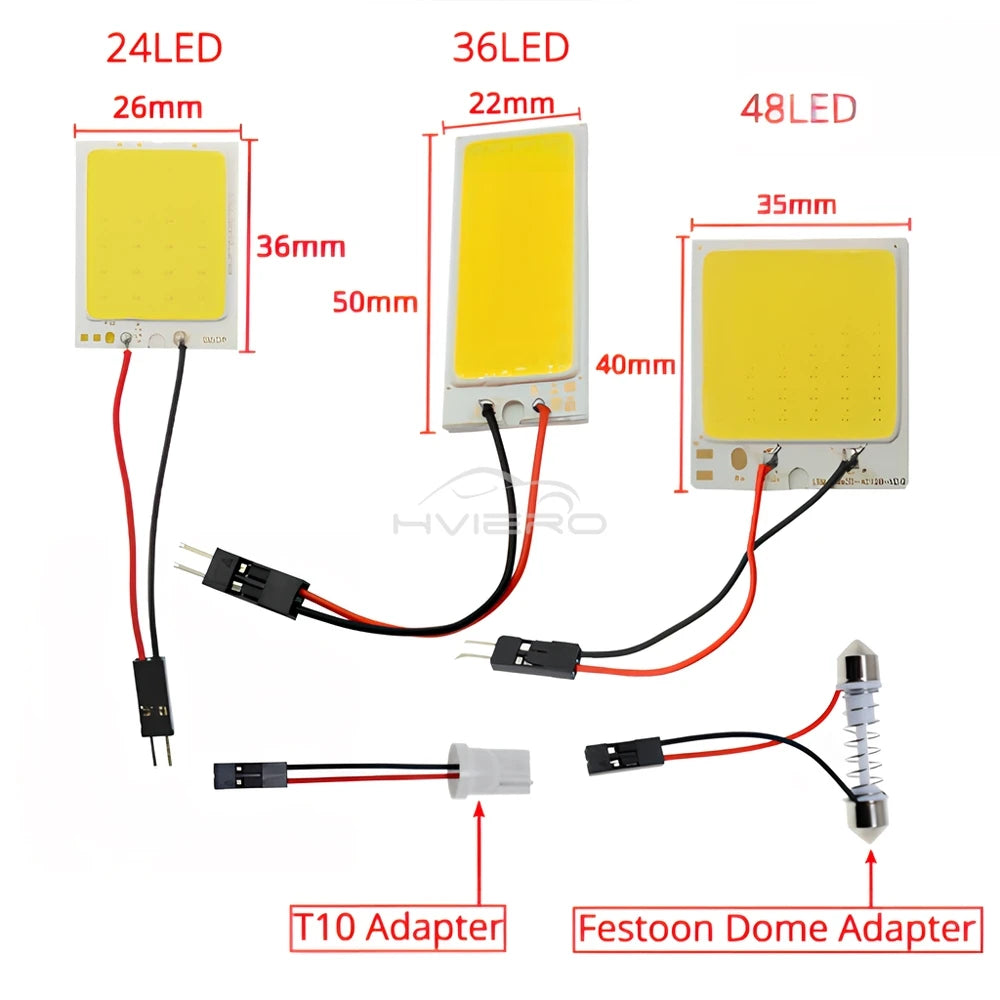 1pc T10 W5w Cob 24SMD 36SMD 48SMD Car Led Clearance License Panel Lamp Auto Interior dome Reading Bulb Trunk Festoon Light white