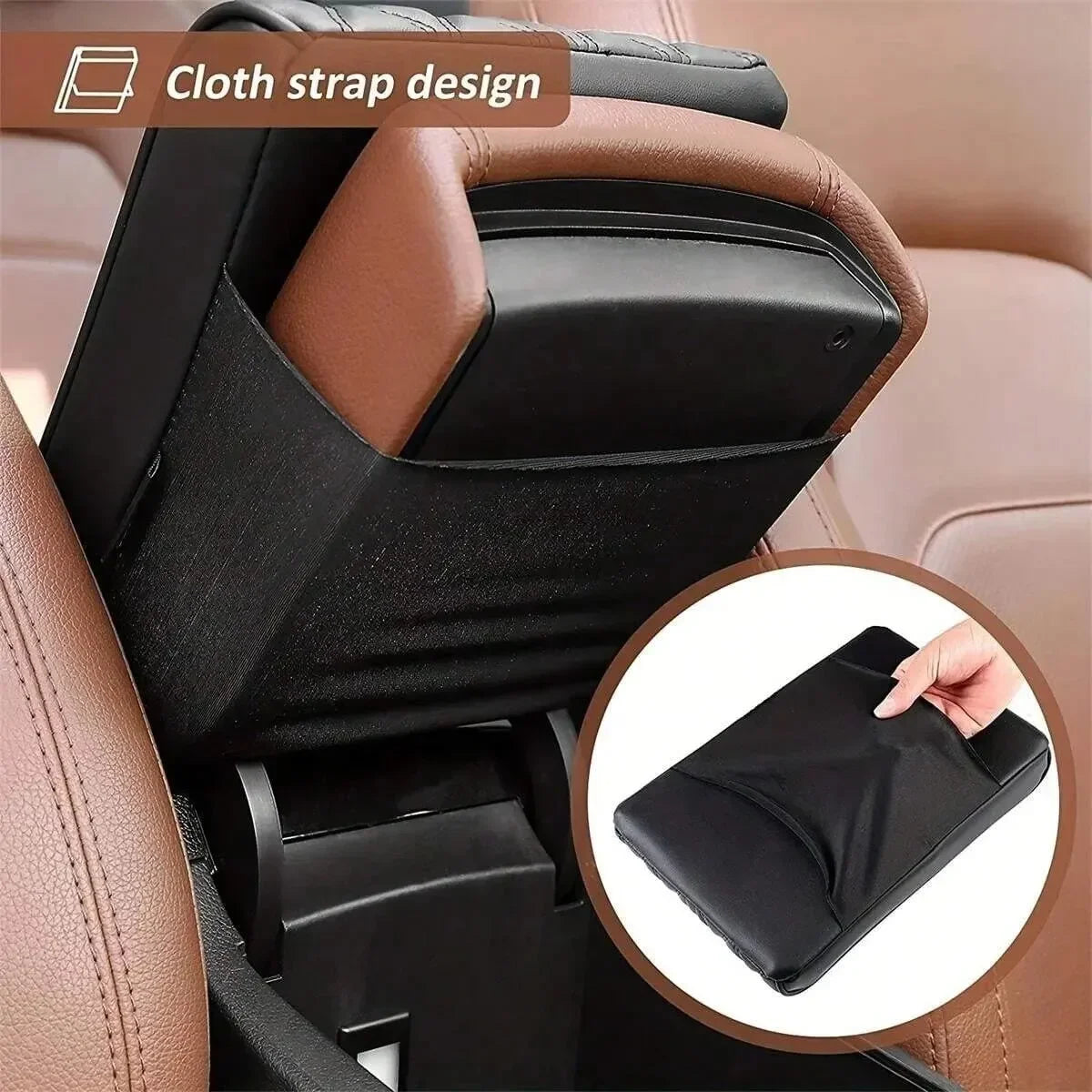 Wave Embroider PU Leather Car Armrest Mat Center Console Arm Rest Protection Cushion Auto Armrests Storage Box Cover Pad Visible