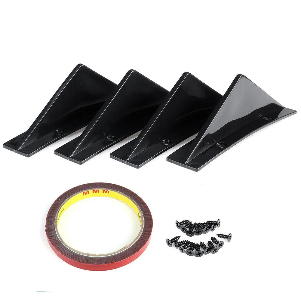 4pcs Car Rear Bumper Lip Diffuser Splitter Spoiler Scratch Protector Fin Trim Caps Universal Exterior Accessory For 300