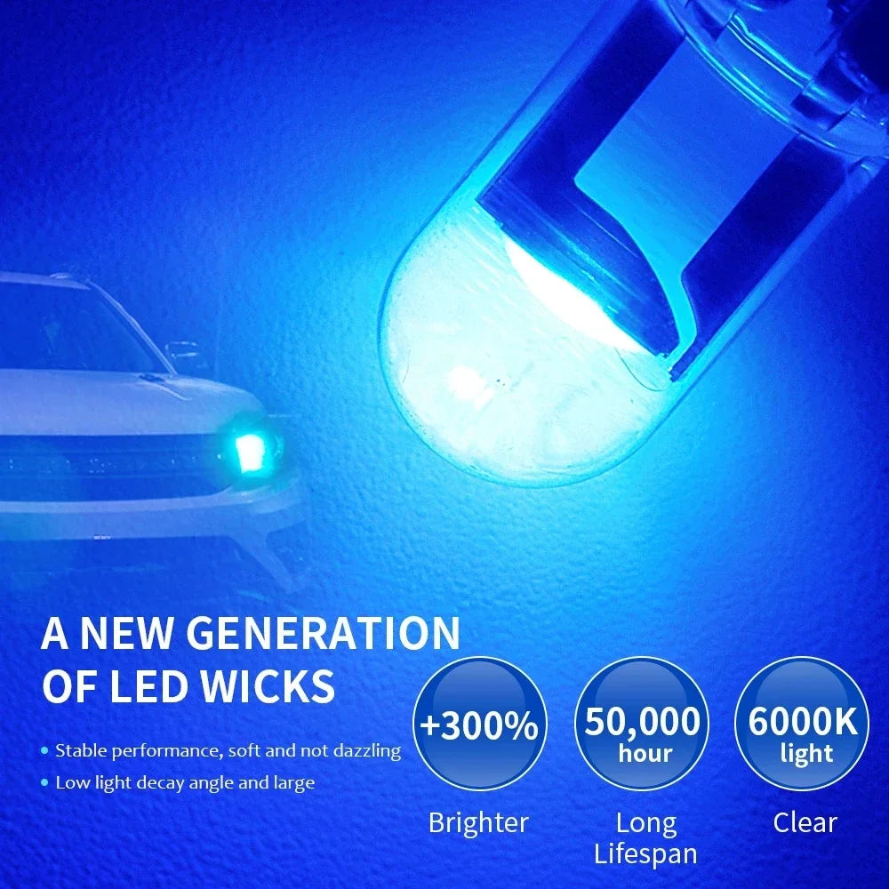 Newest W5W Led T10 Car Light COB LED Glass 6000K