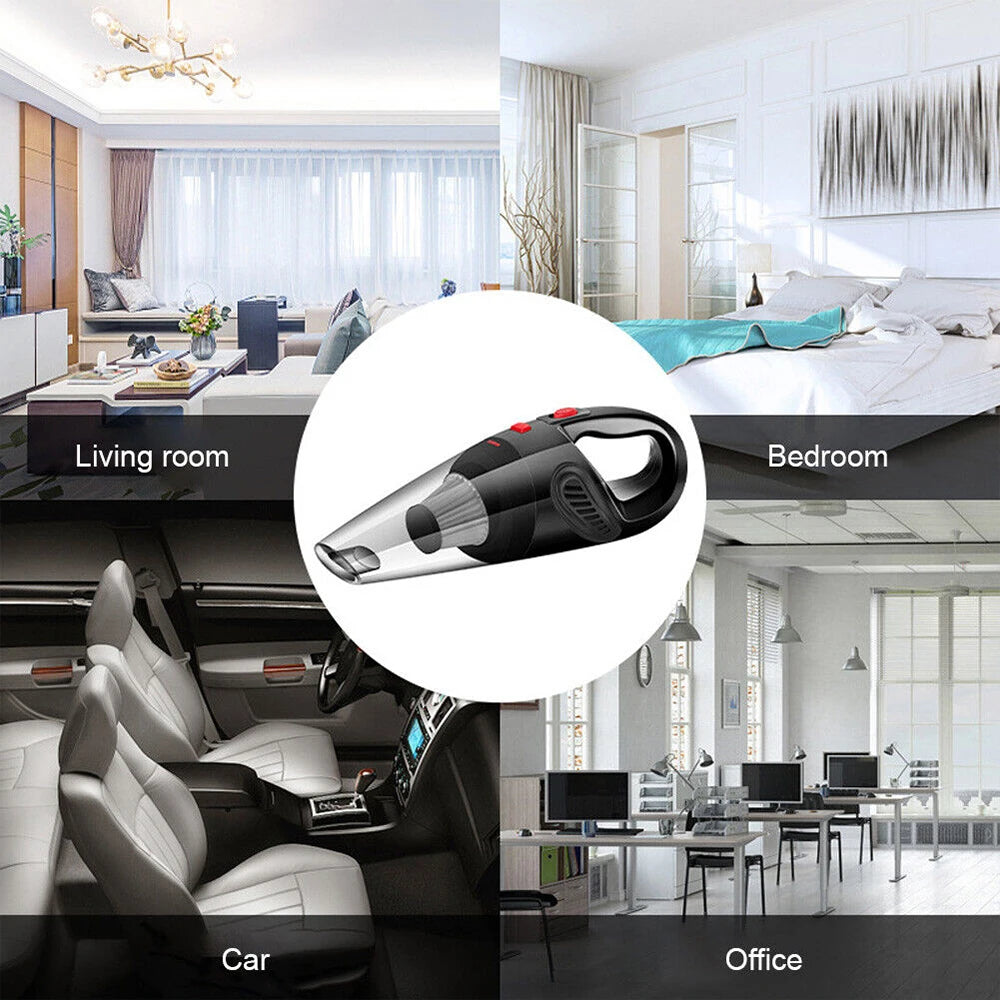 Wireless Handheld Vacuum Cleaner – 12000PA Strong Suction, USB Charging, Wet & Dry Cordless Car Vacuum