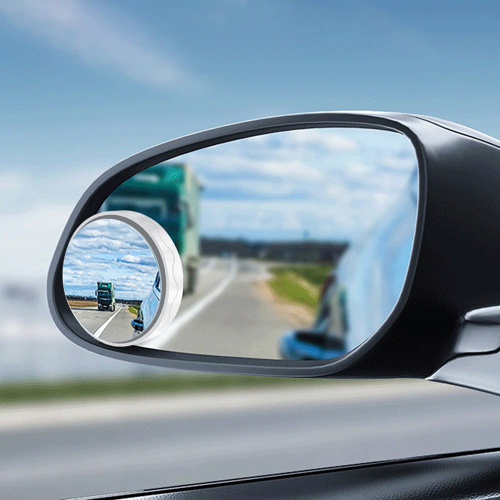 2PCS Car Blind Spot Rear View Mirror – Round Frame Wide Angle Mirrors with 360° Rotation