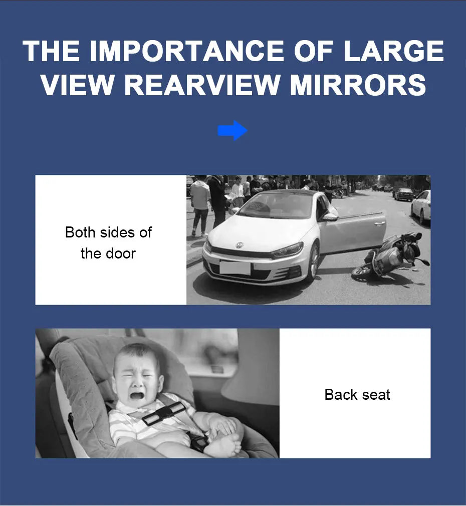 SEAMETAL Car Baby Mirrors Interior Mirror Wide Angle Panoramic Anti Glare Rear View Convex Mirror Reverse Parking Accessories