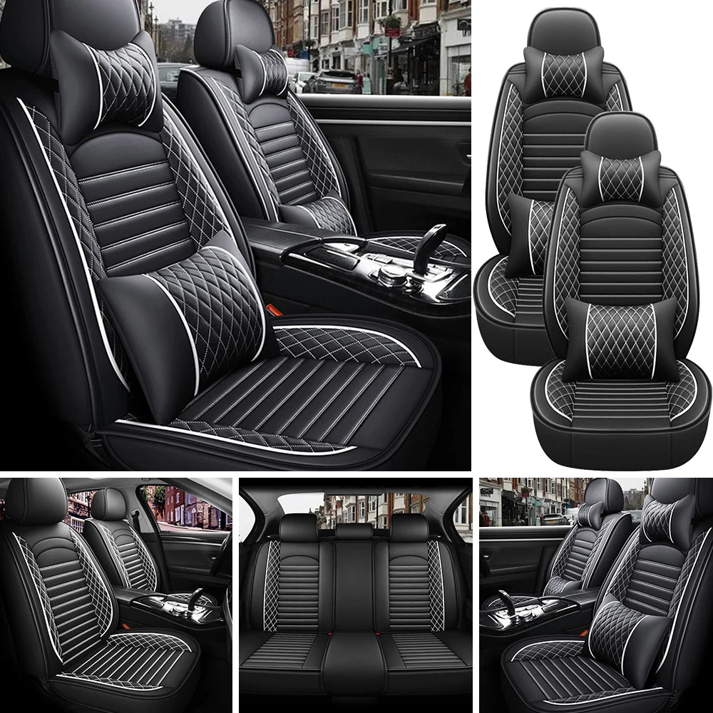 5-Seats PU Leather Universal Car Seat Covers Full set Front Rear Seat Cushion