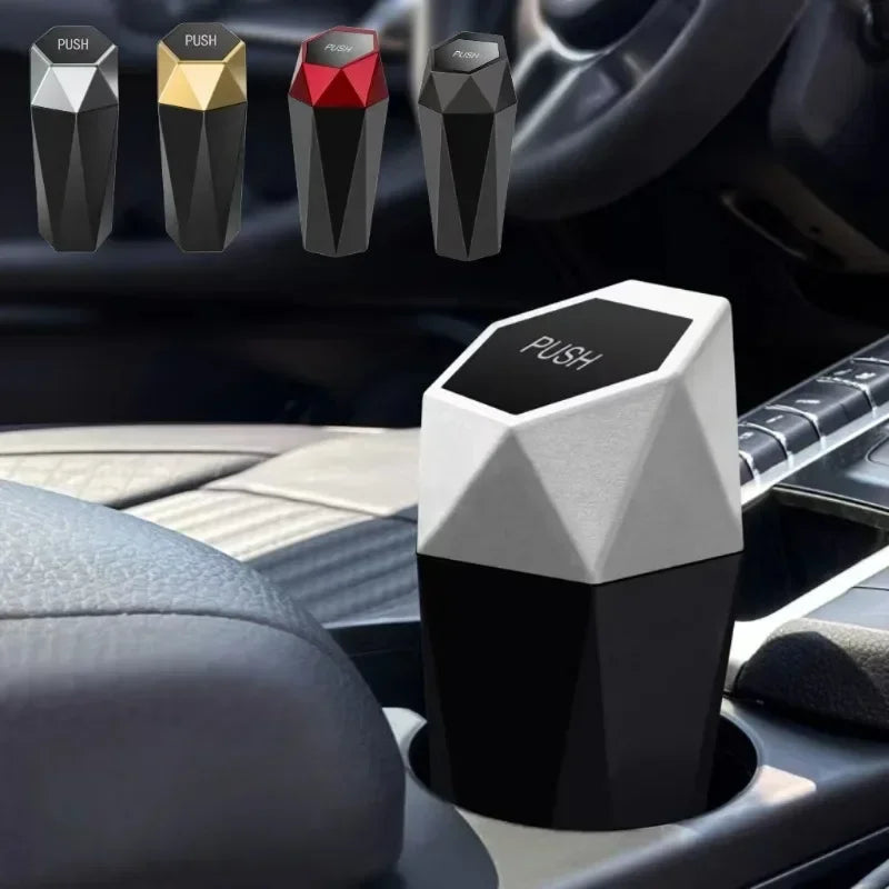 Mini Car Trash Can with Lid  Leak-Proof Portable Auto Garbage Bin