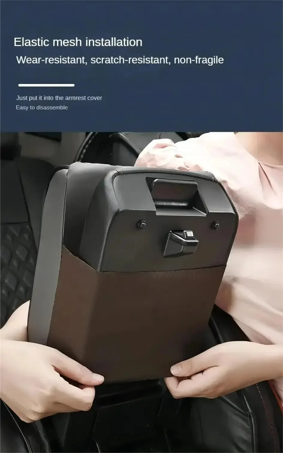 Wave Embroider PU Leather Car Armrest Mat Center Console Arm Rest Protection Cushion Auto Armrests Storage Box Cover Pad Visible