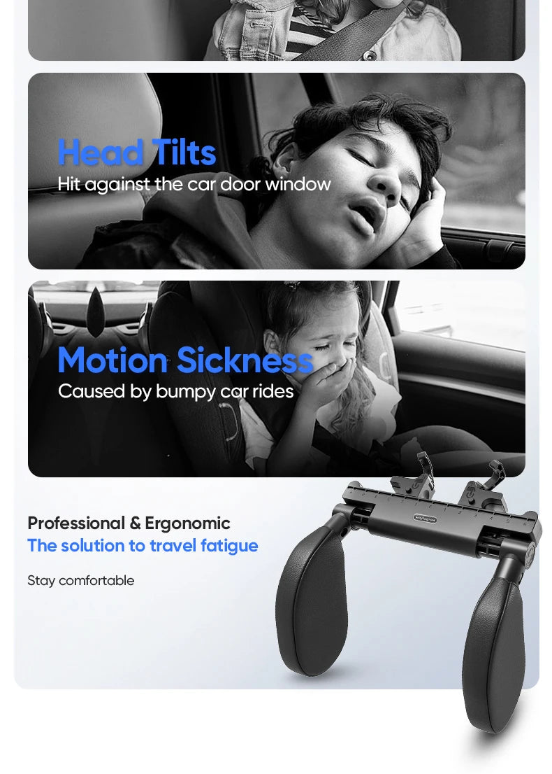 EliteRide TravelComfort Headrest – 360° Adjustable Neck Support Pillow