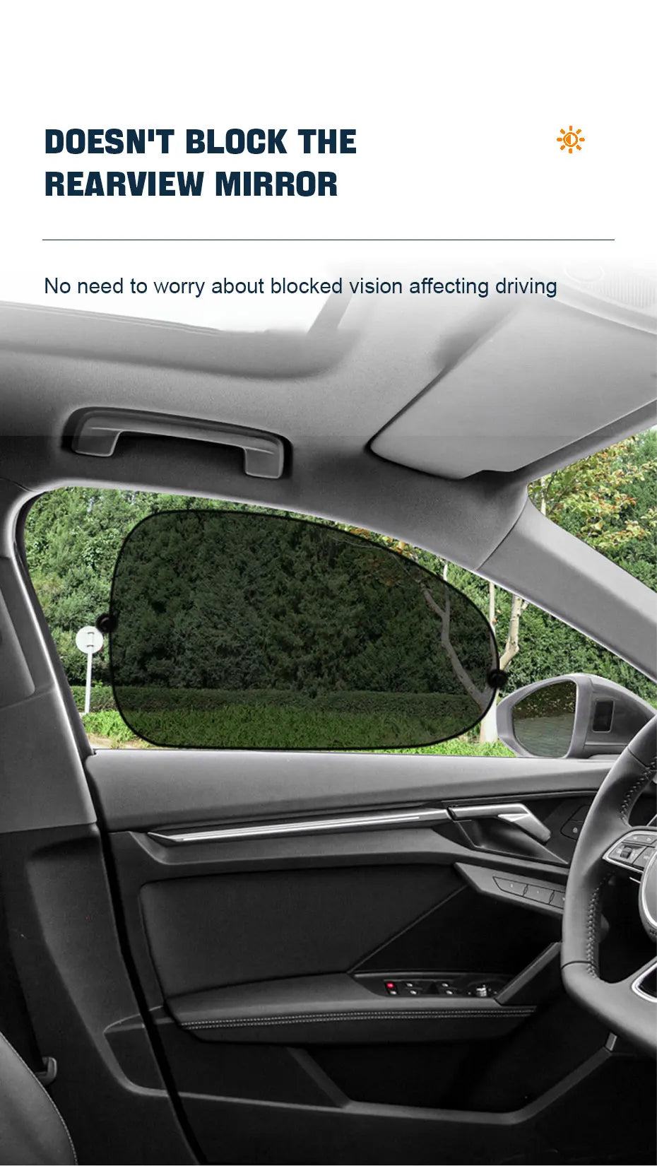 SEAMETAL Car Sun Shade Side Window Curtain Front Rear Window Sunshade Summer UV Blocking Suction Cup Car Sun Protection Curtains