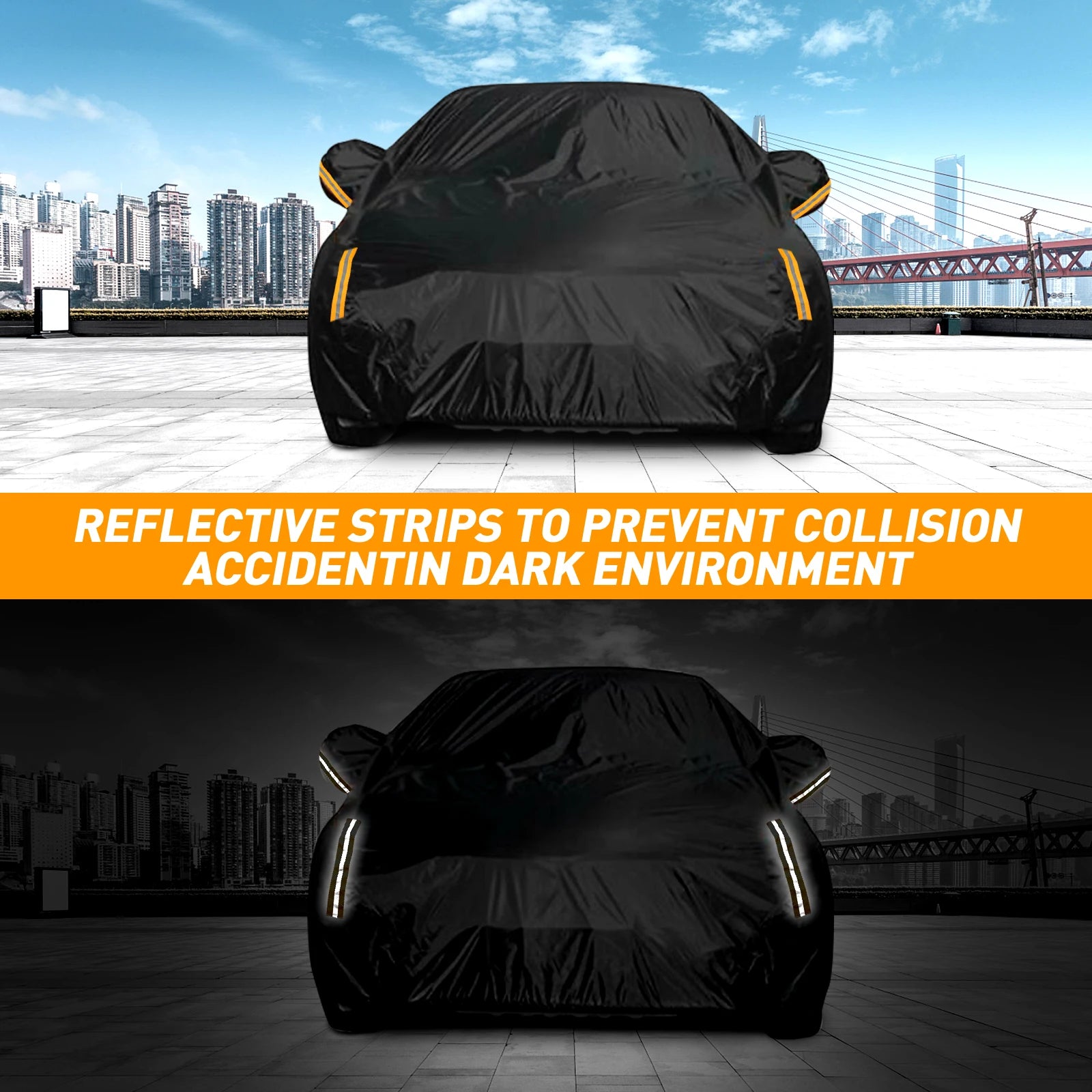 NEVERLAND Car Cover Full Exterior Covers 190T Polyester Taffeta BLACK Size XL 500x185x150CM