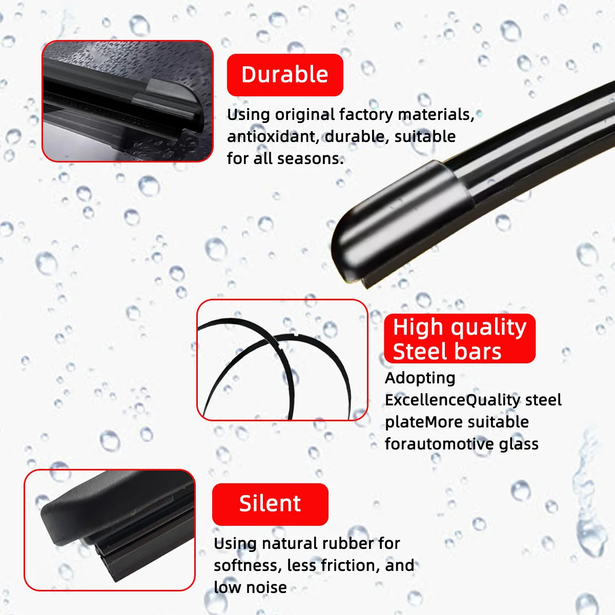 Car Windshield Wiper Blade J/U-Shaped Universal Windshield Wiper Natural Rubber Accessories 14"15"16"17"18"19"20"21"22"24"26"