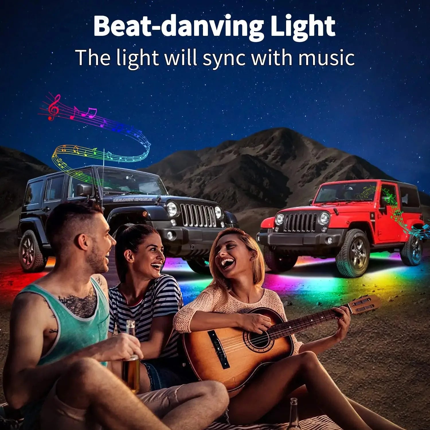 RGB Flexible Car Underglow Light Strip – 12V LED Underbody Ambient Light with App Control Neon Decorative Lamps