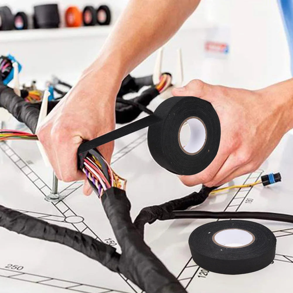 Auto Car Cable Wiring Harness Tape Heat-resistant Adhesive Cloth Fabric Tape Loom Protection Retardant Tape Stickers Accessories