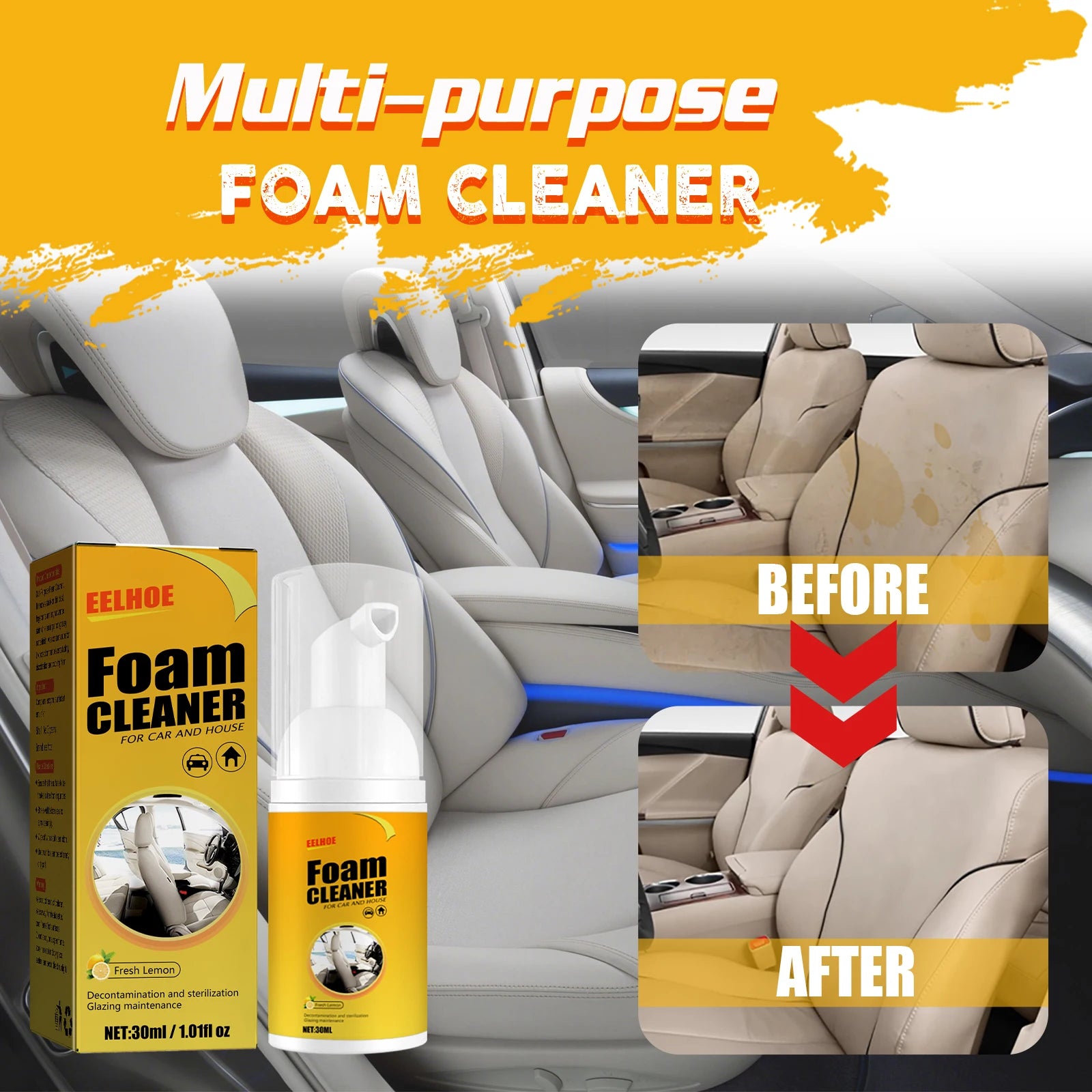 100ML Multi-Purpose Foam Cleaner Leather Clean Wash Automoive Car Interior