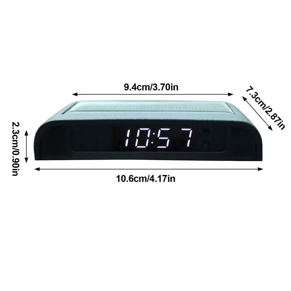 Portable Solar Car Digital LCD Clock & Temperature Display – Auto Dashboard Clocks with Backlight