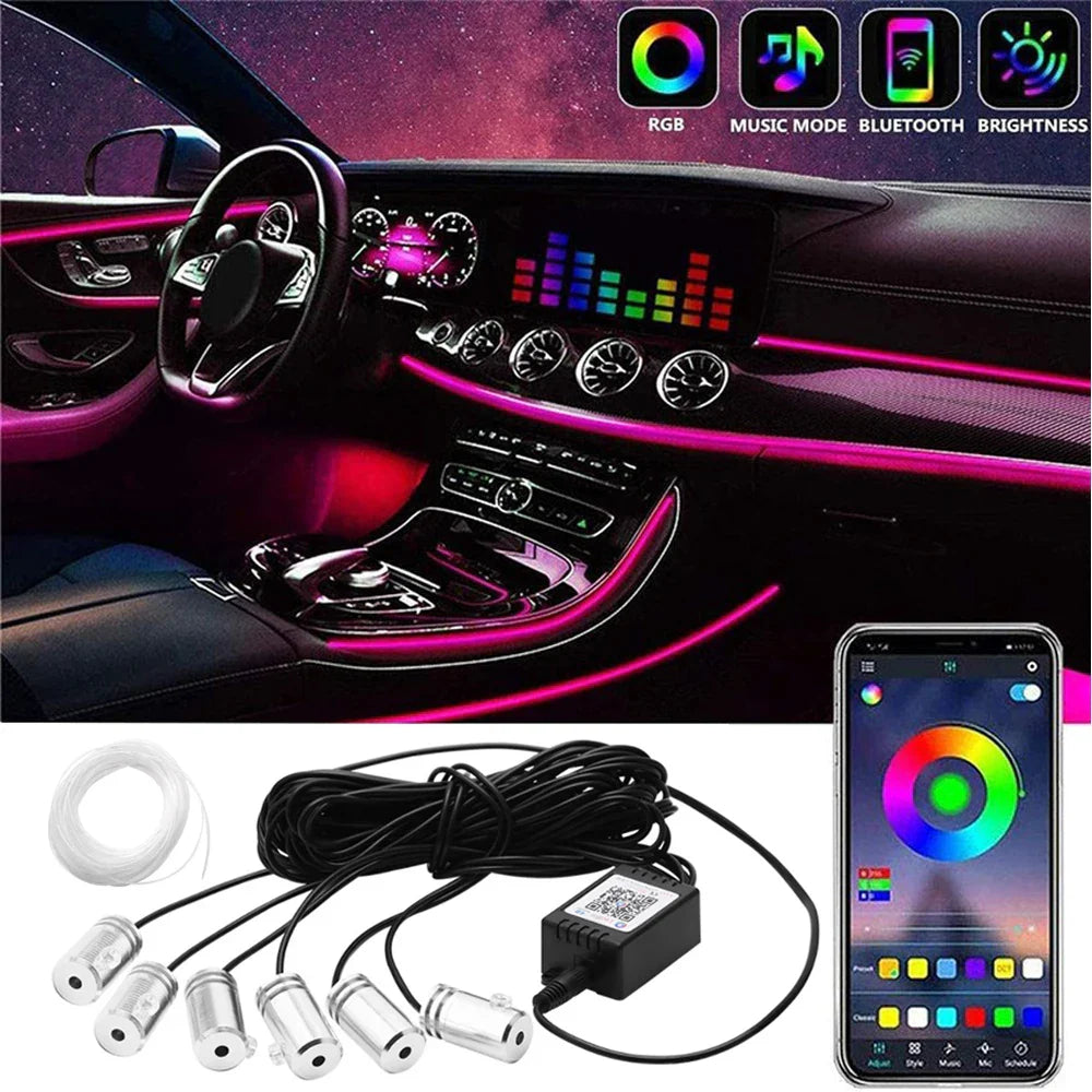 Led Car Interior Atmosphere Ambient Lights 6/8m RGB