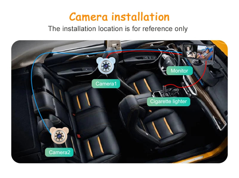 2 Camera Rear View Monitor 6.86'' IPS Screen Baby Car Mirror Wide View Angle for Infants Kids Pets Night Vision Function