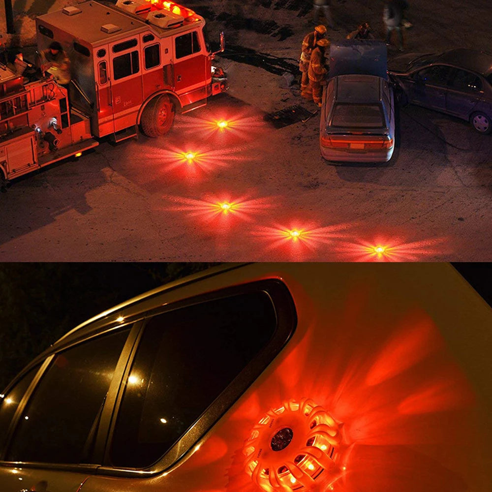 LED Roadside Emergency Flares Kit  Magnetic Safety Warning Lights (8 Pack)
