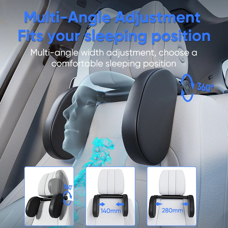 EliteRide TravelComfort Headrest – 360° Adjustable Neck Support Pillow