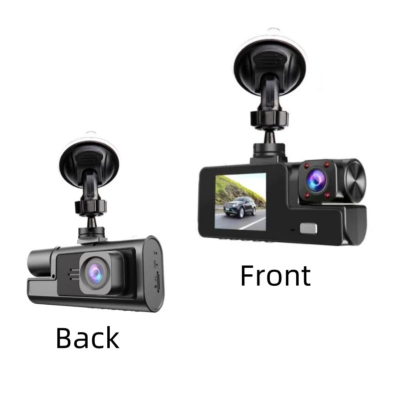 3 Channel 1080P Car Dash Cam Front, Rear & Interior DVR Recorder