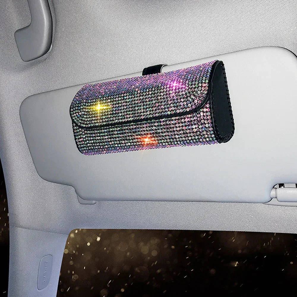 Diamond Car Glasses Case Sunglasses Storage Box
